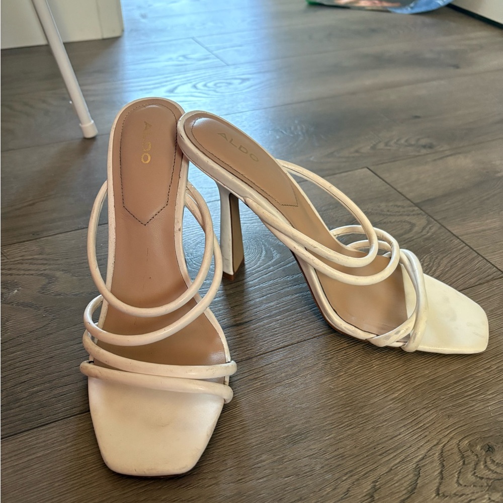 Aldo White Strappy Heels